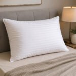 cotton like feather pillow 70x50 cm 1400 g in white striped finish