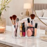 Clear Acrylic Makeup Holder with 3 Connected Compartments