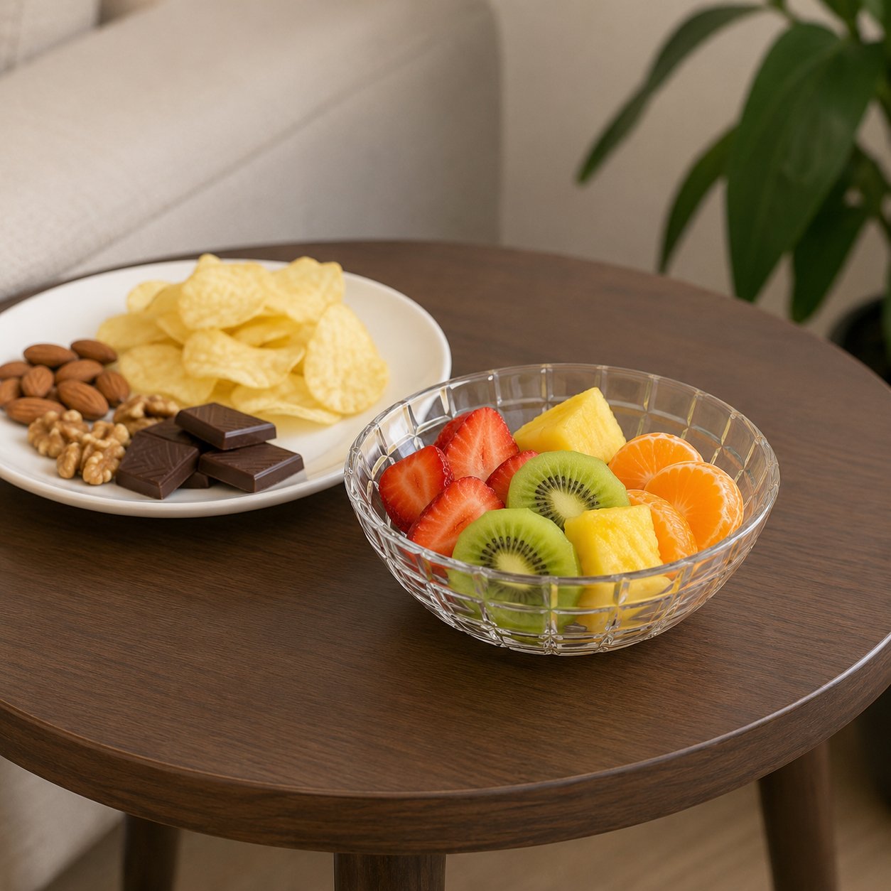 Round Plastic Snack Serving Bowl 14 cm Clear