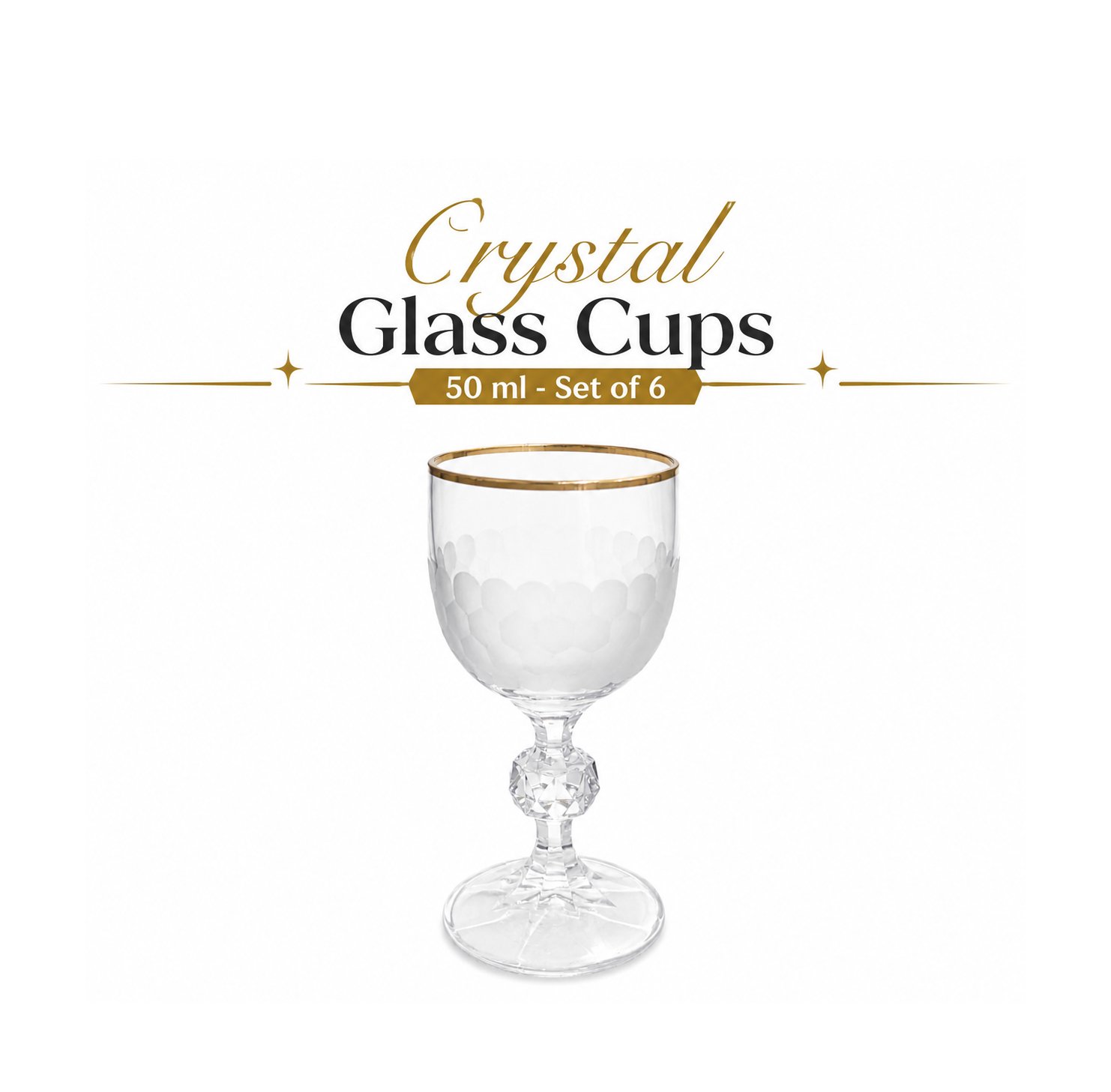 jhjhjhj Glass Cups Frosted Pattern Set of 6 – 50 ml