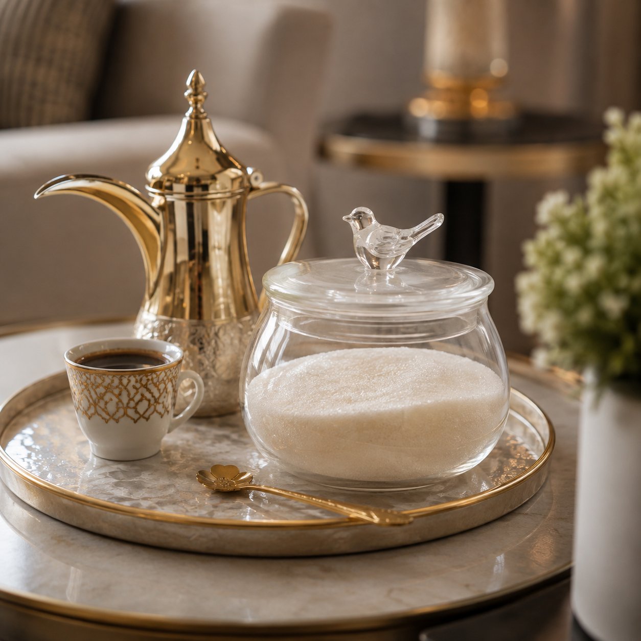 Glass Sugar Bowl 500ml with Bird Lid
