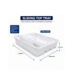 cutlery tray organizer with durable plastic construction for organized kitchen drawer storage.