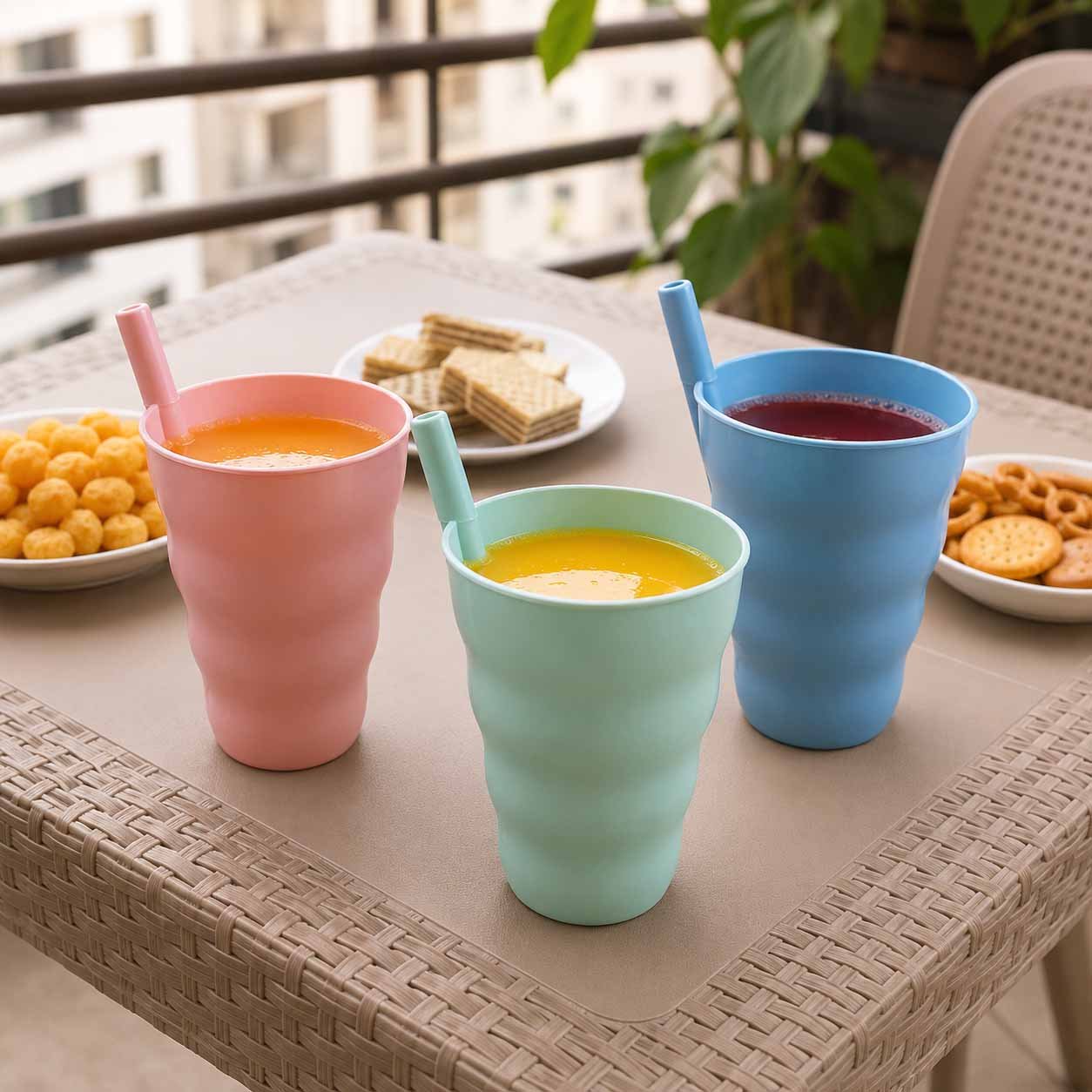 Wavy Cup 300 ml with Built-In Side Straw