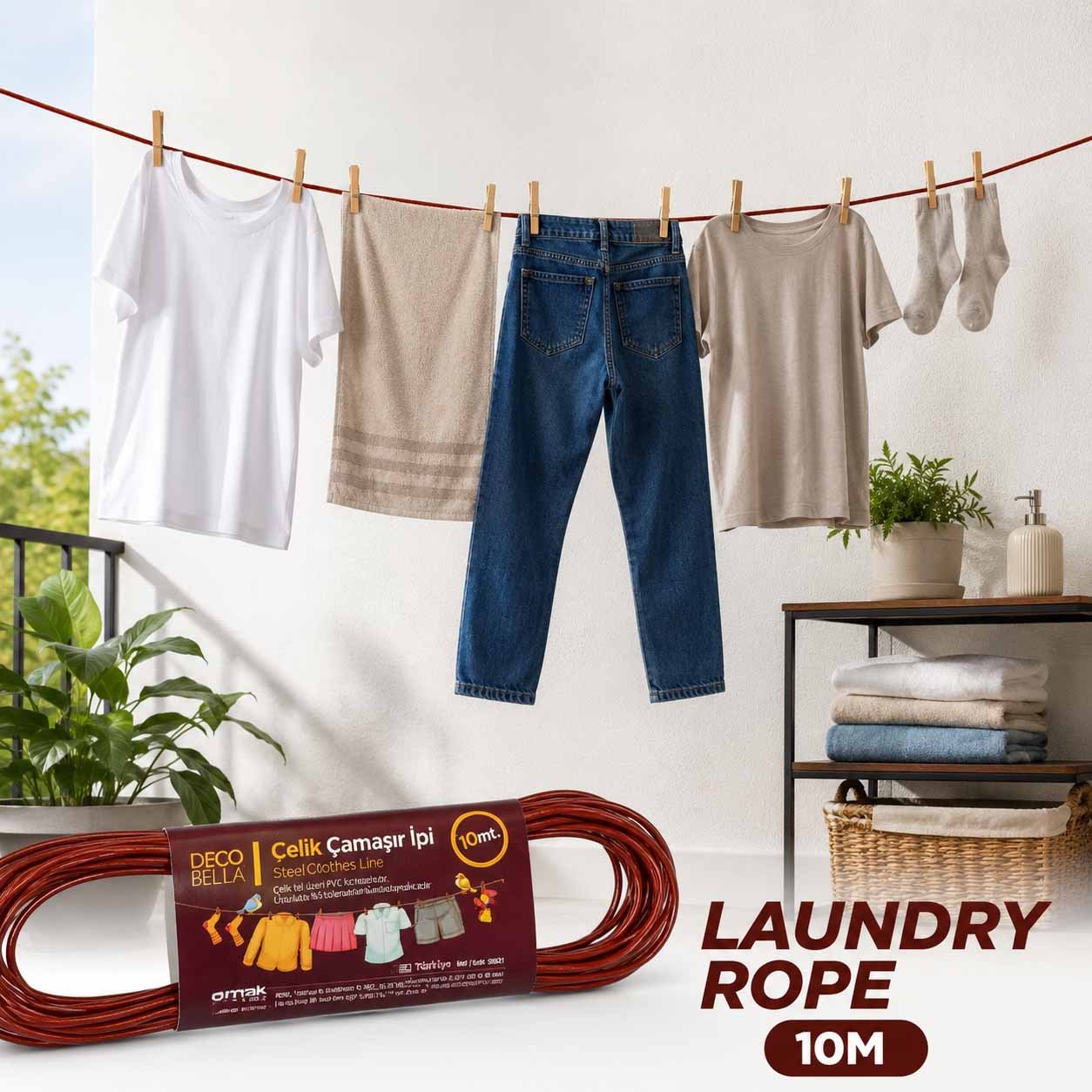10M PVC Coated Steel Clothes Line for Laundry