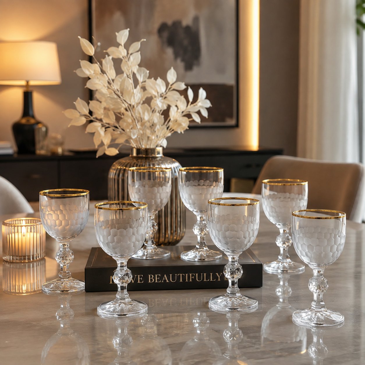 Glass Cups Frosted Pattern Set of 6 – 50 ml