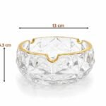 Gold Rim Diamond Cut Clear Glass Ashtray 13 cm