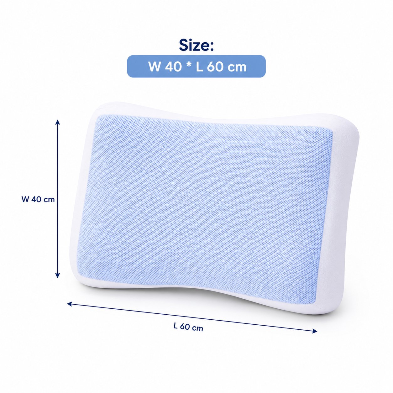 memory foam pillow with dual-sided blue cooling gel surface