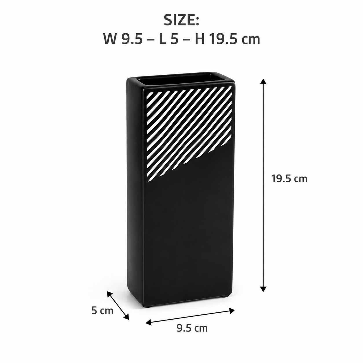 Black White Stripes Ceramic Vase 19.5 cm