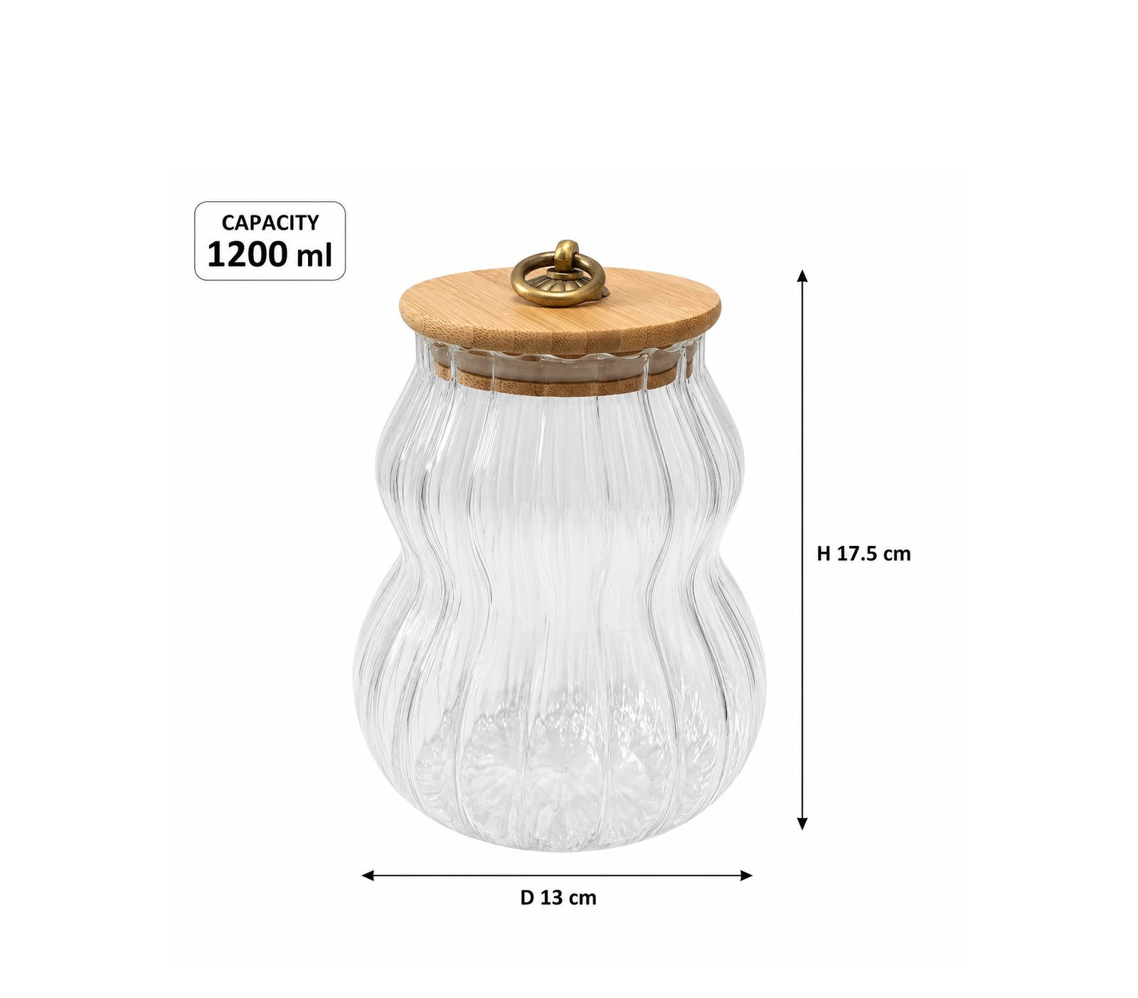 Pumpkin-Shaped Glass Storage Jar 1200ml Bamboo Lid