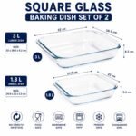 Square Glass Baking Dish Set of 2 – 1.8L and 3L