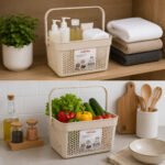 Plastic Basket with Handle 8L Beige