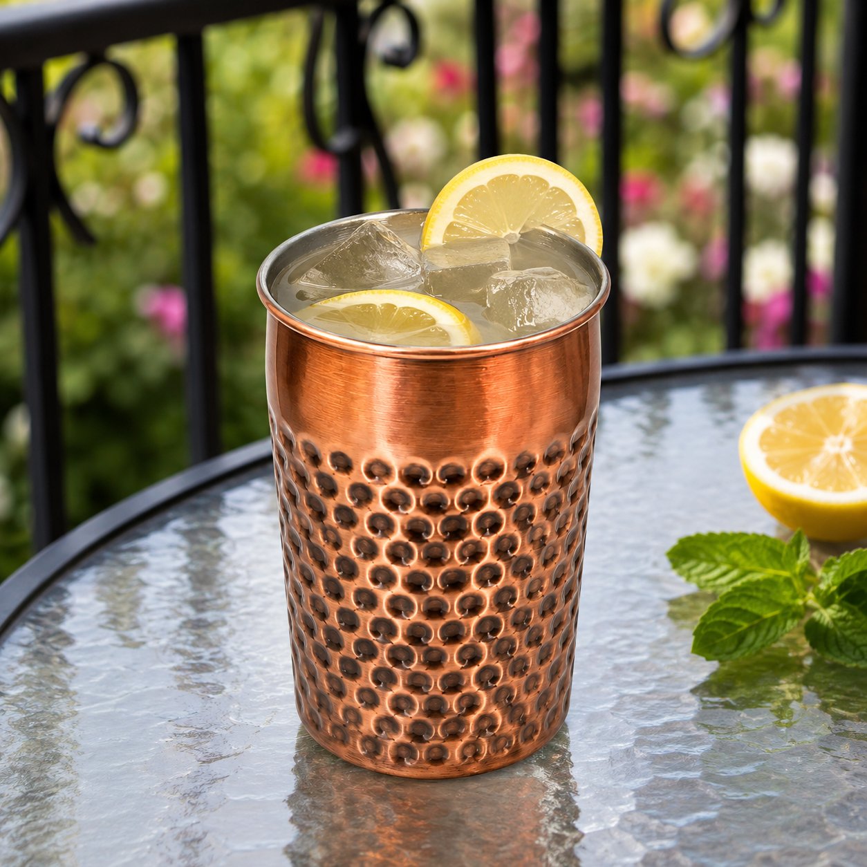 copper tumbler, hammered cup, 350 ml tumbler, stainless steel cup, drinkware