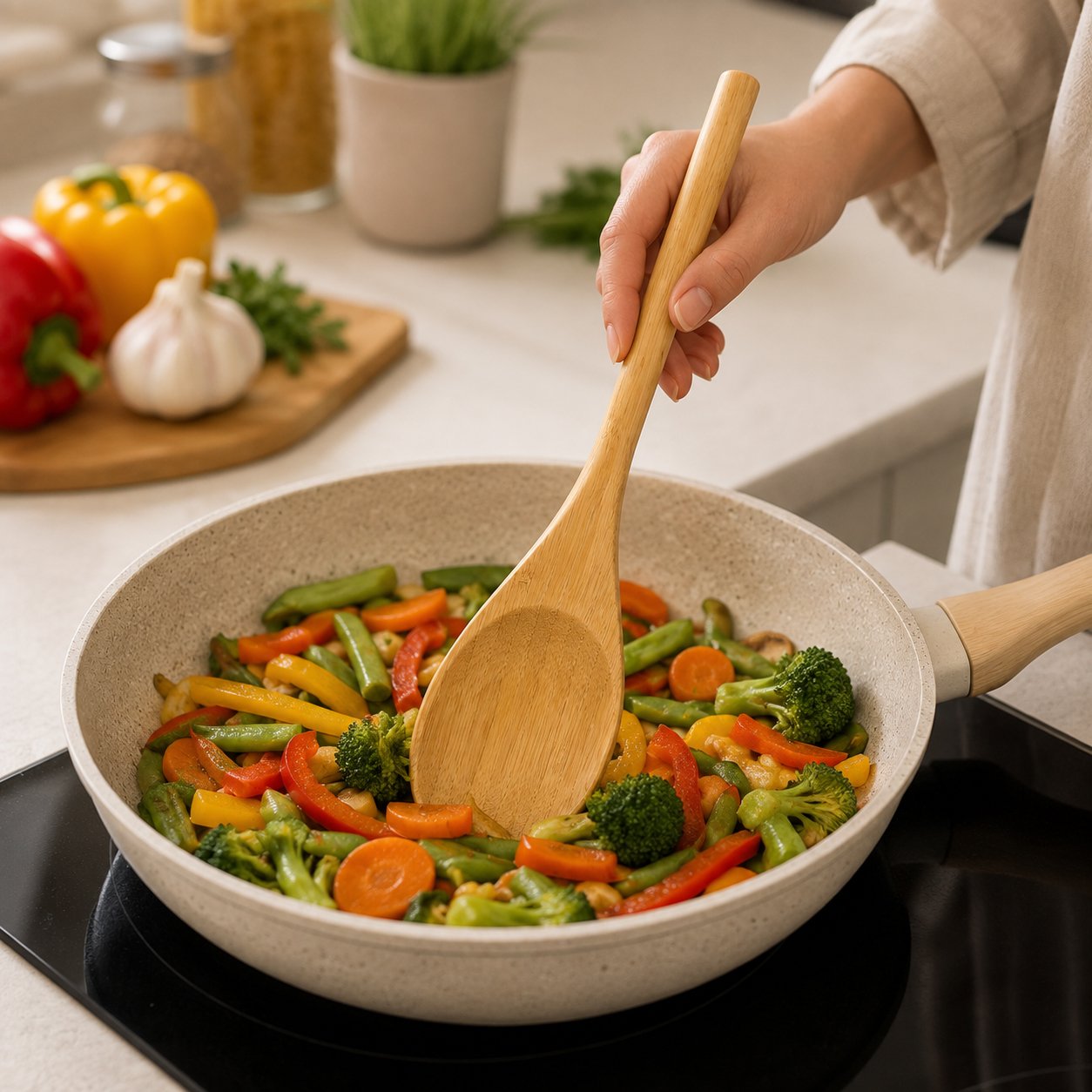 Natural Bamboo Kitchen Cooking Spoon 30cm