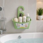 Bathroom Storage Basket with Drain Base Green