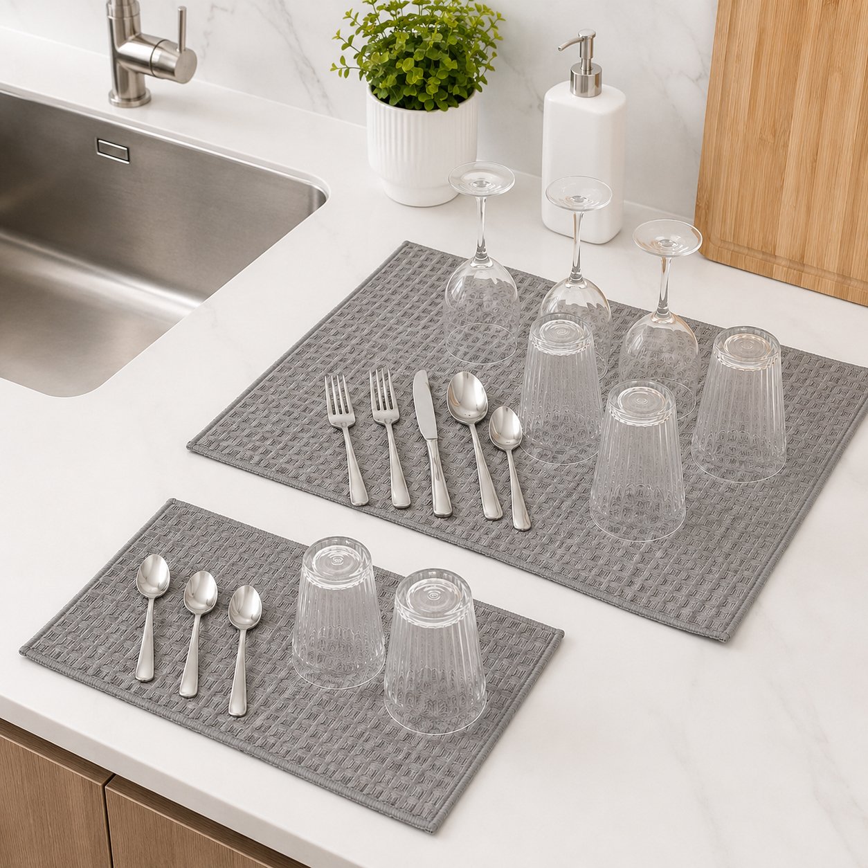 Microfiber Dish Drying Mats Set of 2 Sizes – Homedash