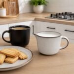 400ml light grey porcelain creamer with spout and half-circle handle