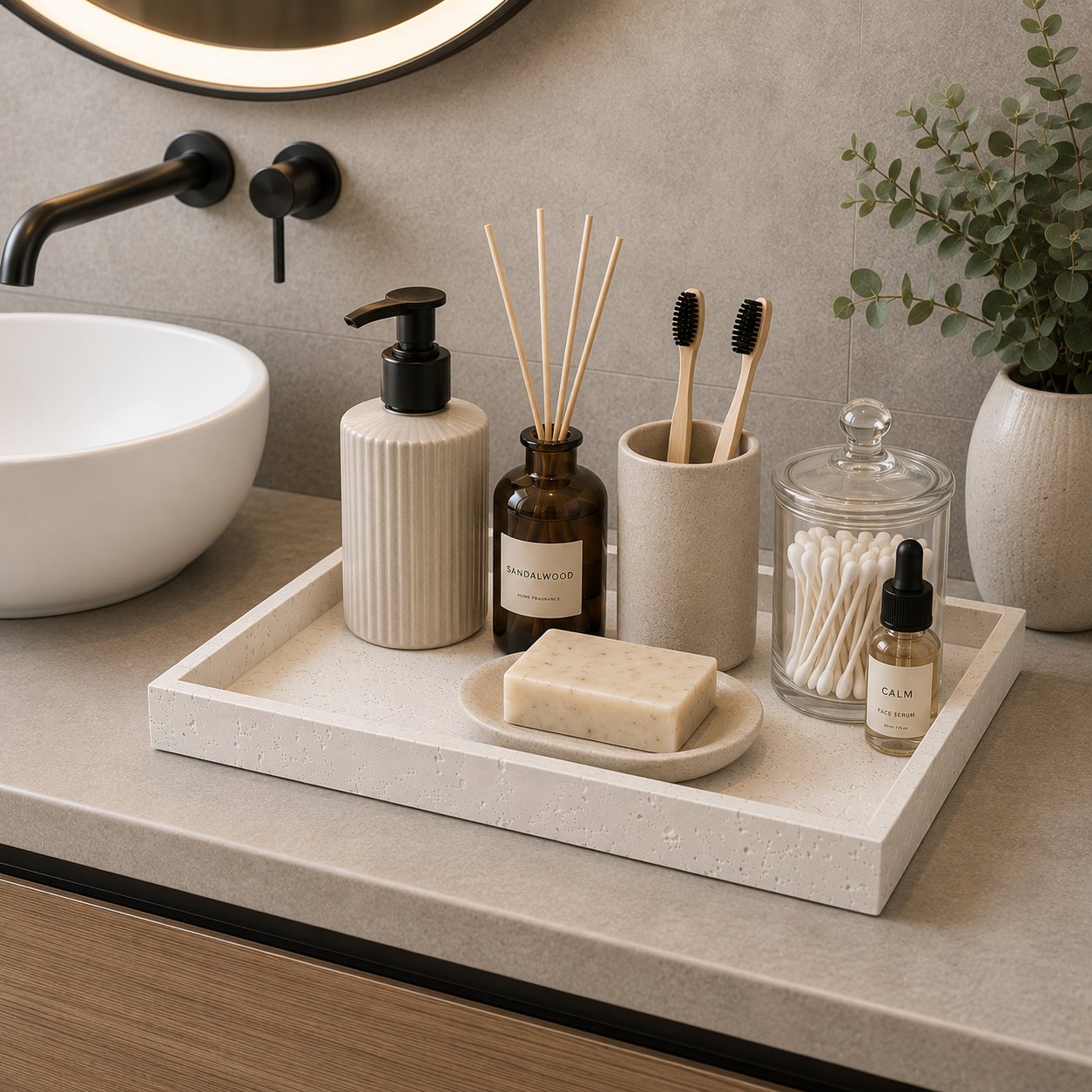 Decorative White Marble Rectangular Tray 30 × 20 cm