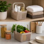Plastic Basket with Handle 12L Beige