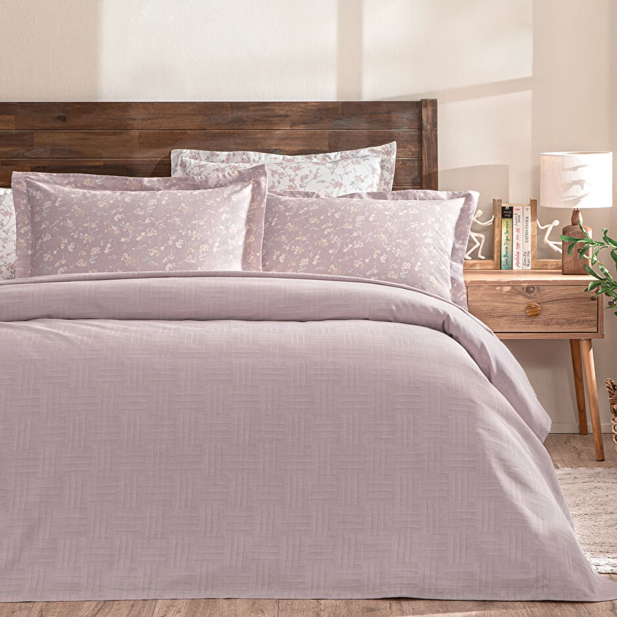 SINGLE PIQUE BEDDING SET DAMSON BAMBOO COTTON