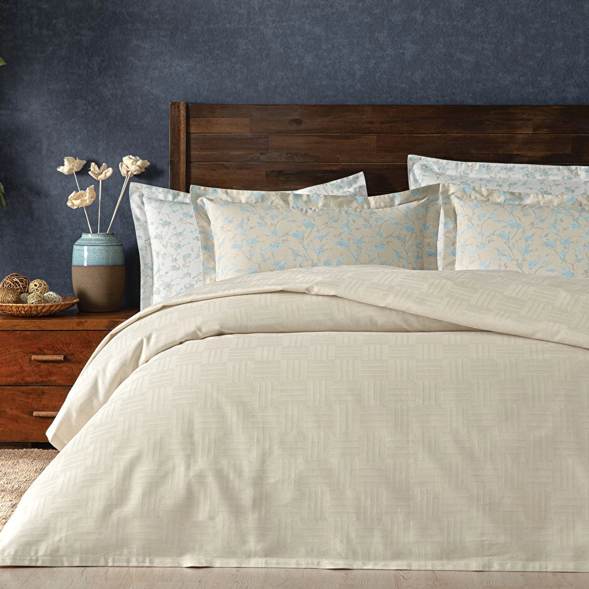 SINGLE PIQUE BEDDING SET ELOIS ECRU BAMBOO COTTON