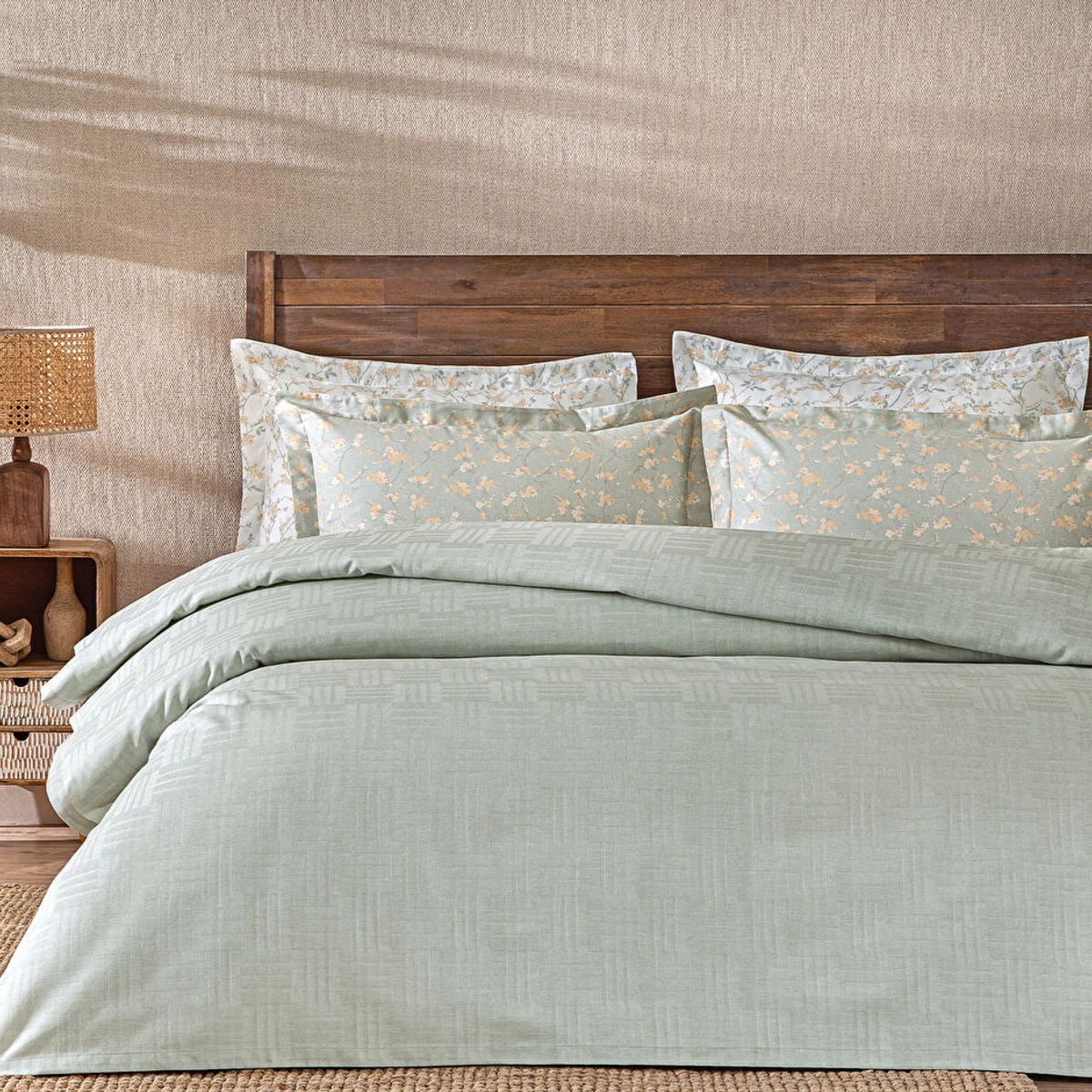 ELOIS SINGLE BAMBOO PIQUE SET WITH FITTED SHEET