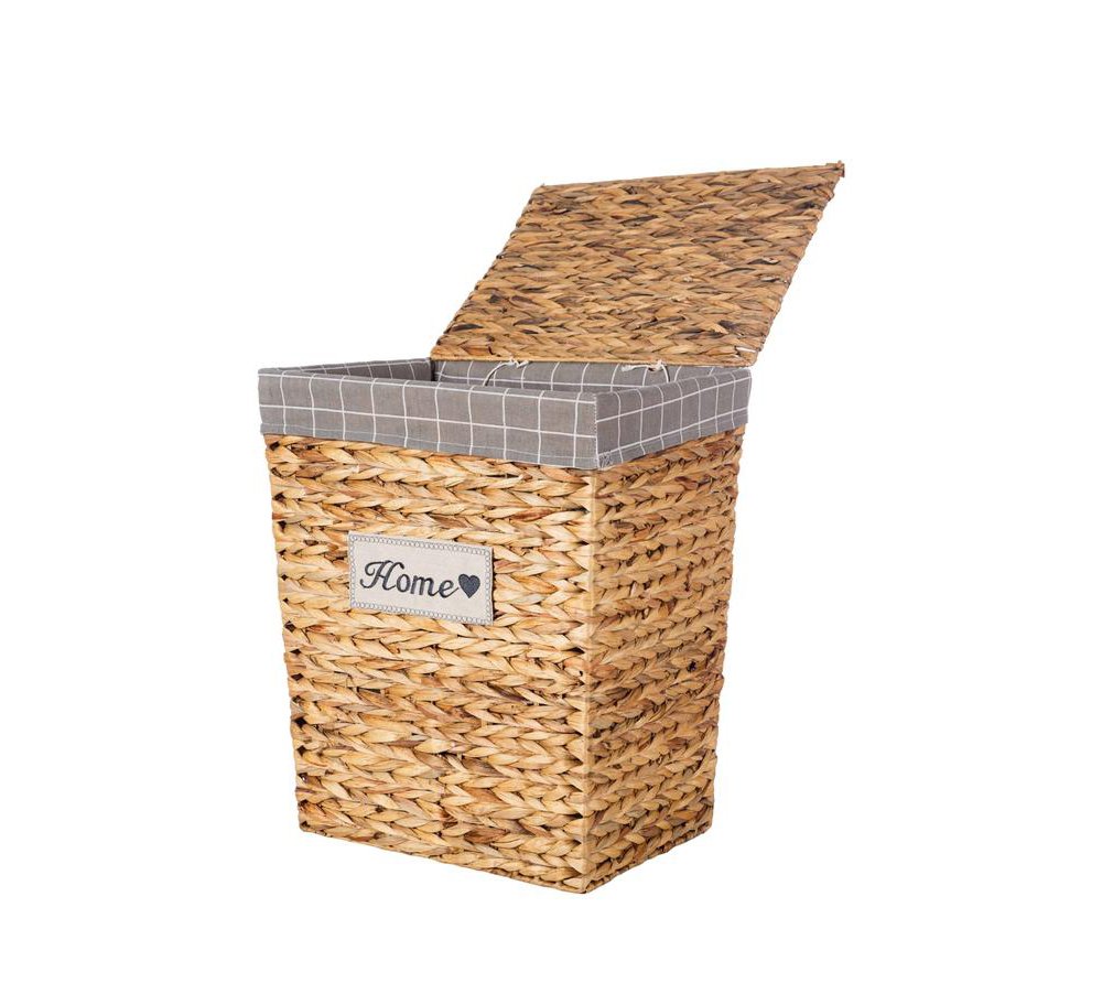 WICKER LAUNDRY BASKET WITH LID & LINER - MEDIUM