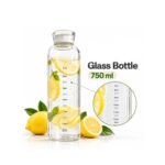 GLASS WATER BOTTLE WITH TIME MARKINGS 750ML