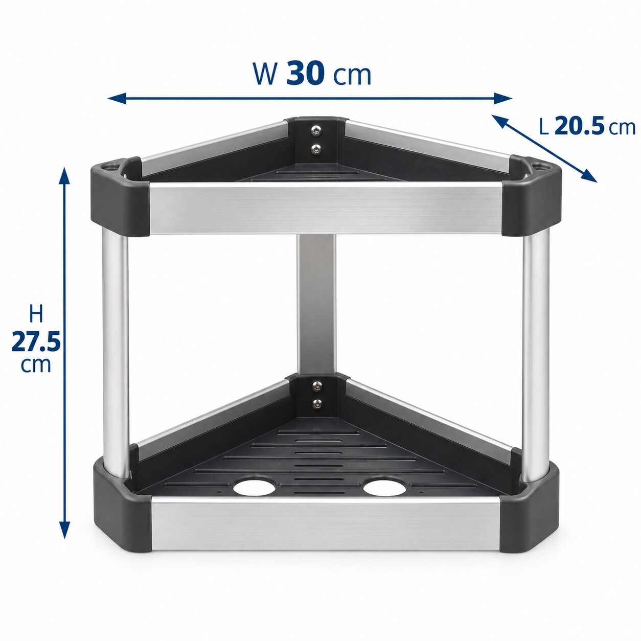 2-TIER WALL-MOUNTED ALUMINUM CORNER BATHROOM SHELF