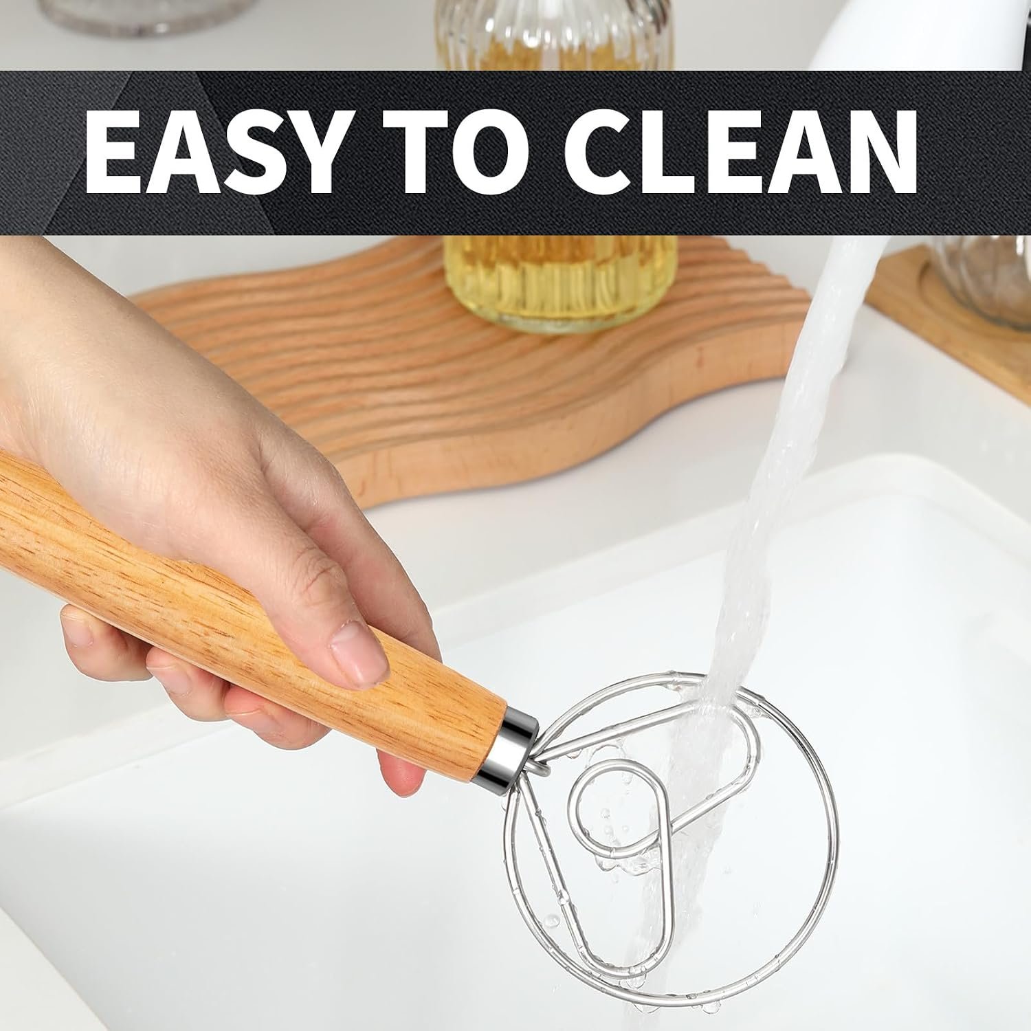 SOURDOUGH DOUGH WHISK WITH WOODEN HANDLE