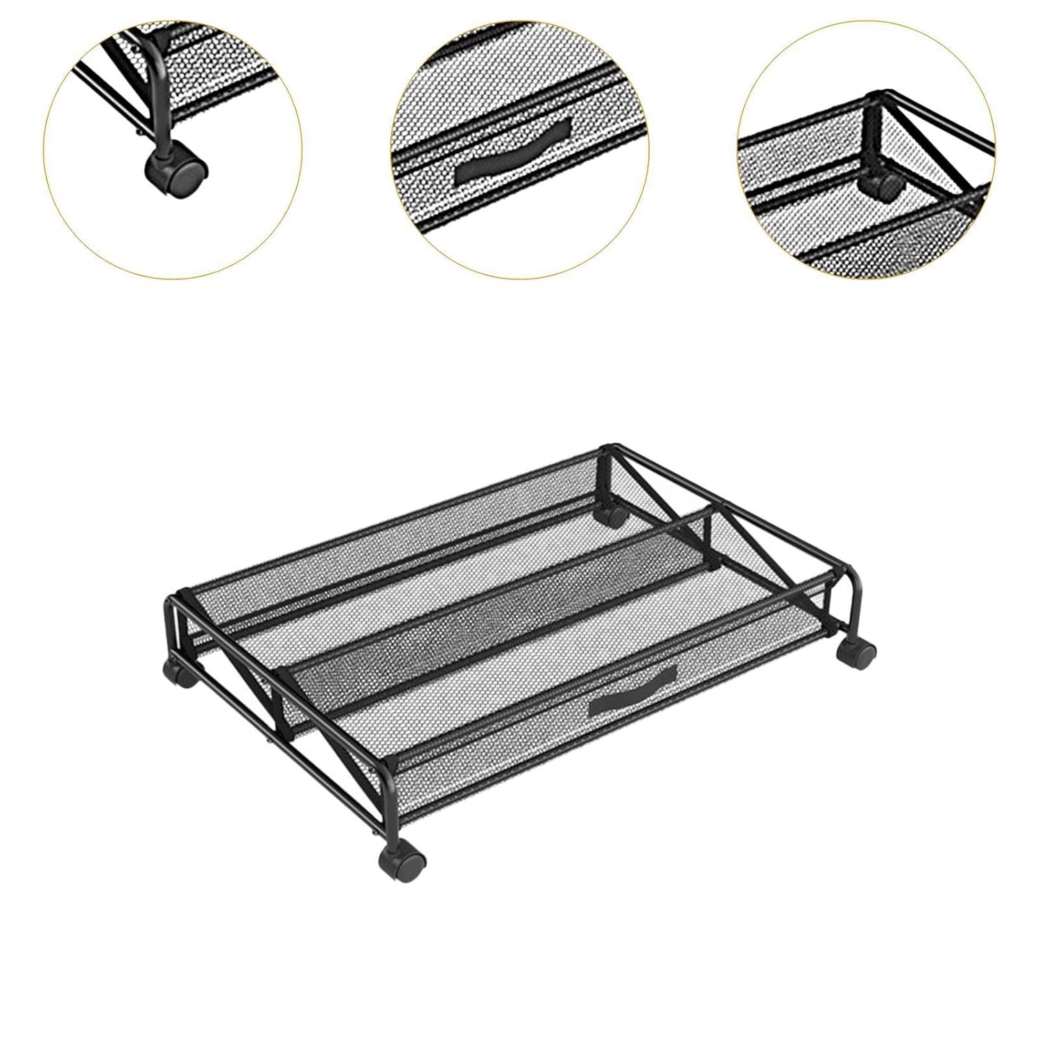 UNDER BED SHOE STORAGE RACK WITH WHEELS 2-SECTIONS