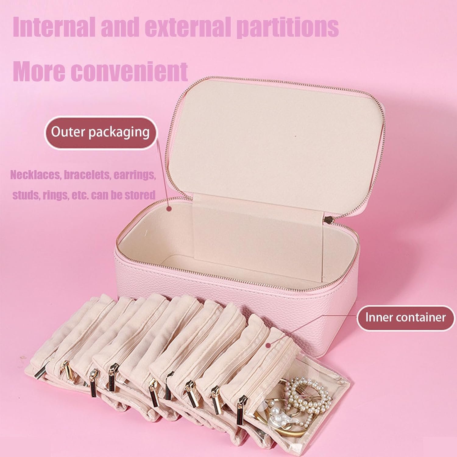 TRAVEL JEWELRY BOX WITH 10 STORAGE POUCHES