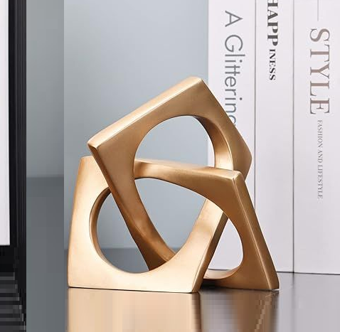 MODERN GEOMETRIC INTERLOCKING RESIN SCULPTURE 23.5 CM