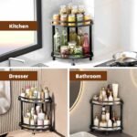 2-Tier Black Metal Corner Bathroom Organizer Shelf