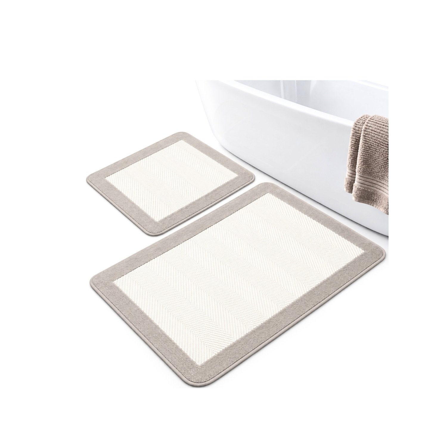 BATH MAT COTTON BLEND SET OF 2 LIGHT-GREY