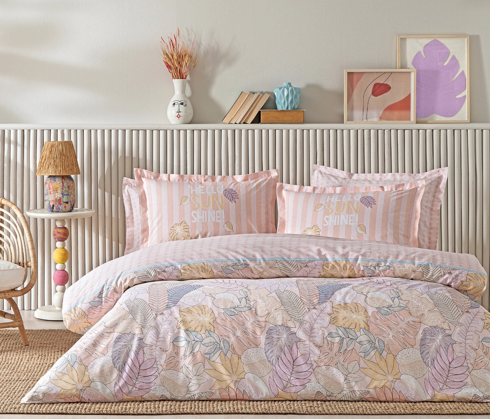 QUEEN DUVET COVER SET LIA SALMON 100% COTTON - Image 2