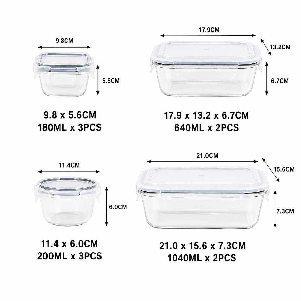 Glass Food Storage Container Set of 10 PCS