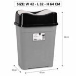Large 52L Plastic Waste Bin with Swing Top Lid
