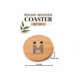 Round Wooden Coaster Set of 3 for Cups and Mugs