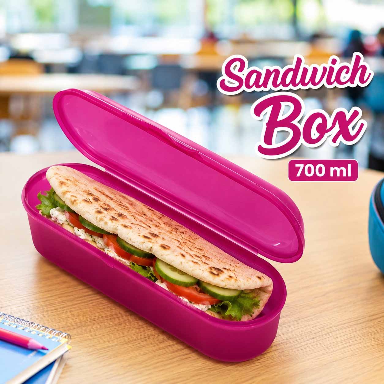 BPA-Free Sandwich Box with Hinged Lid