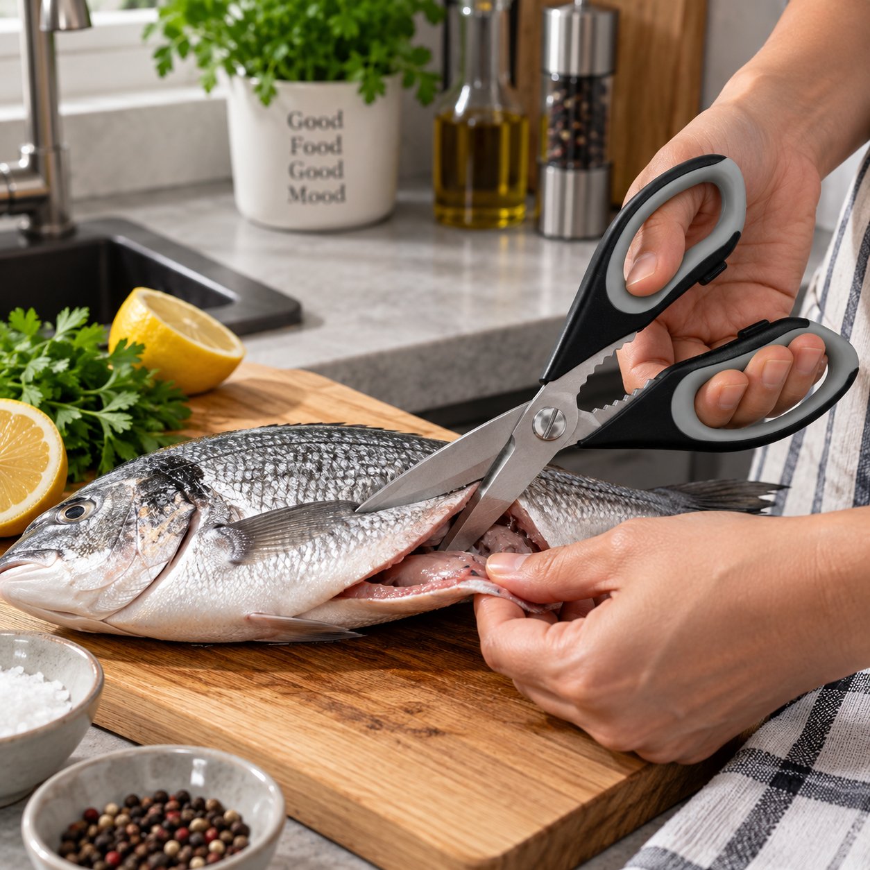 MULTIPURPOSE STAINLESS STEEL KITCHEN SHEARS 22.5CM