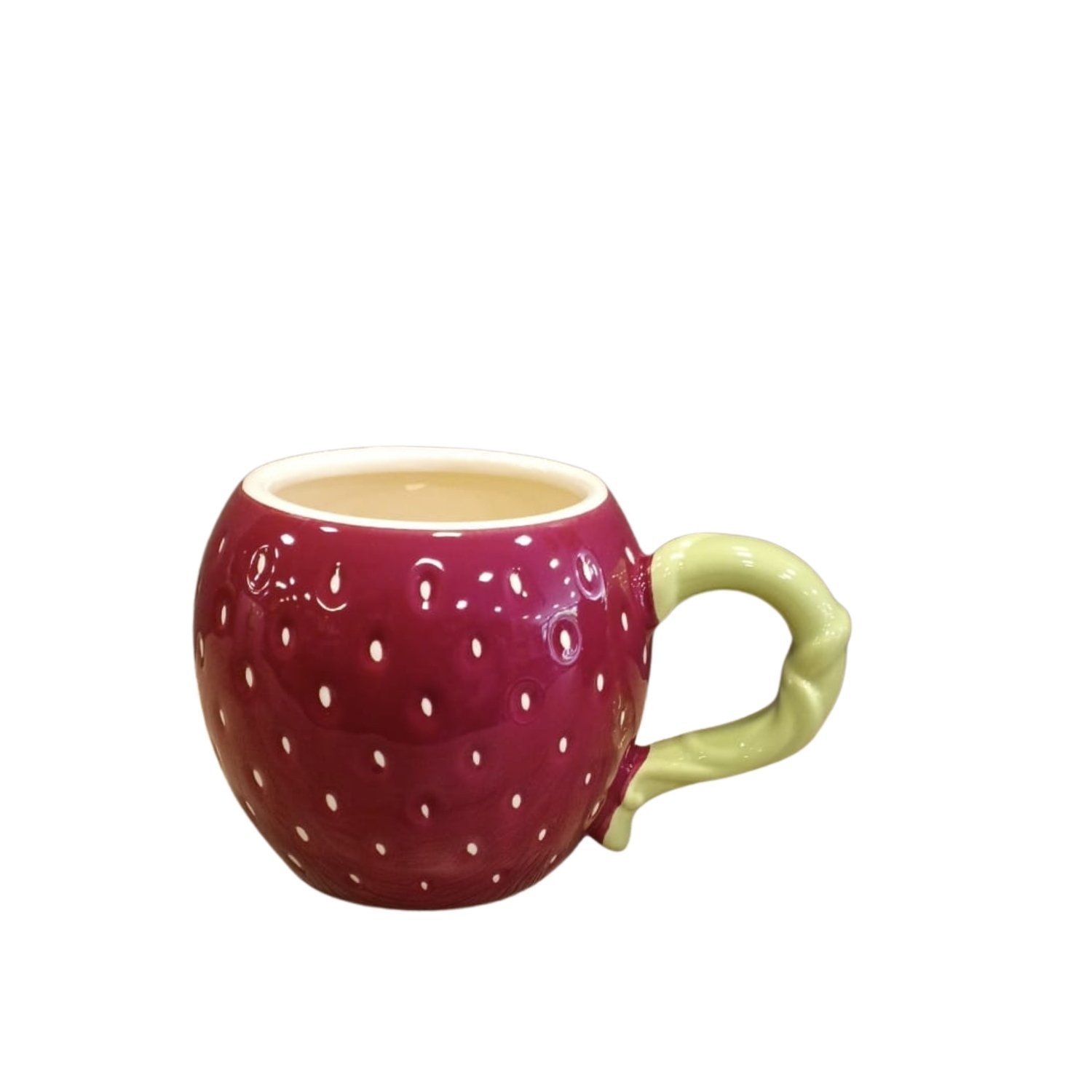STRAWBERRY CERAMIC COFFEE MUG WITH HANDLE