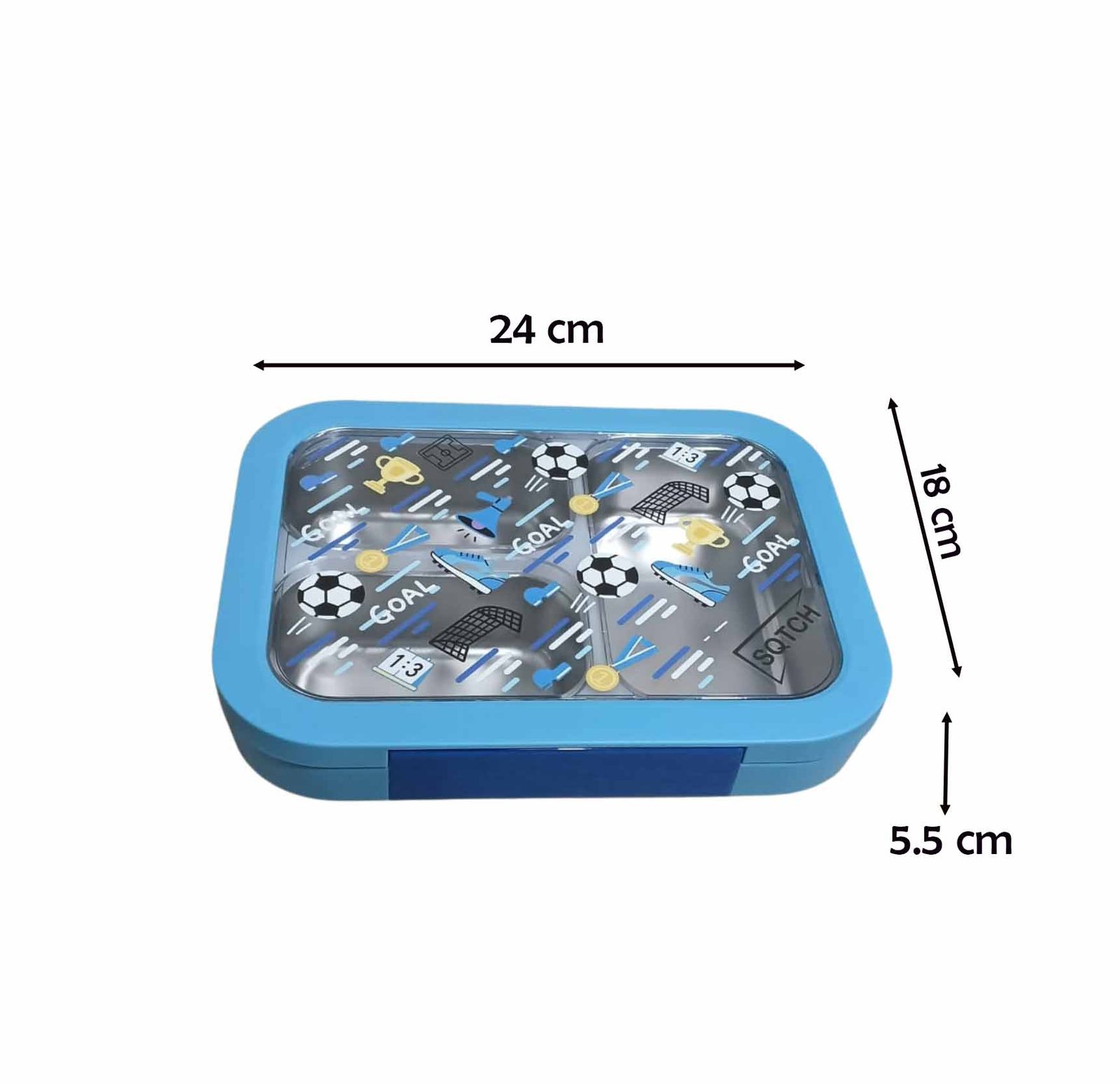 Stainless Steel football 3-Compartment Lunch Box 970ML