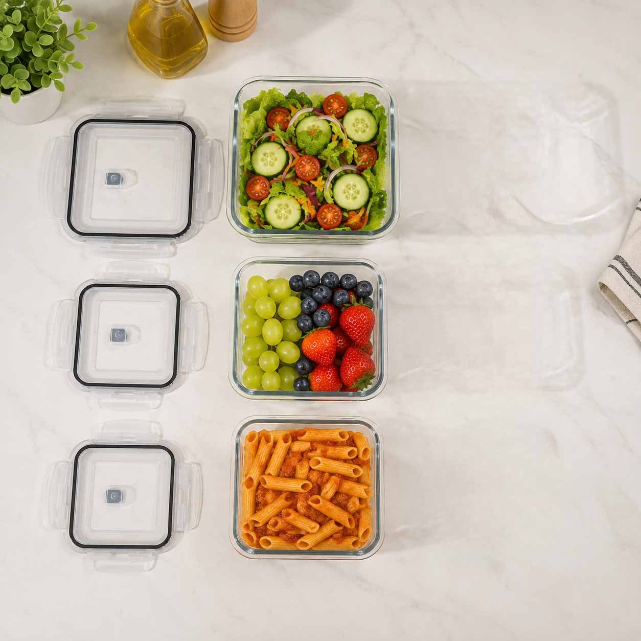 3PC round Glass Food Storage Container Set