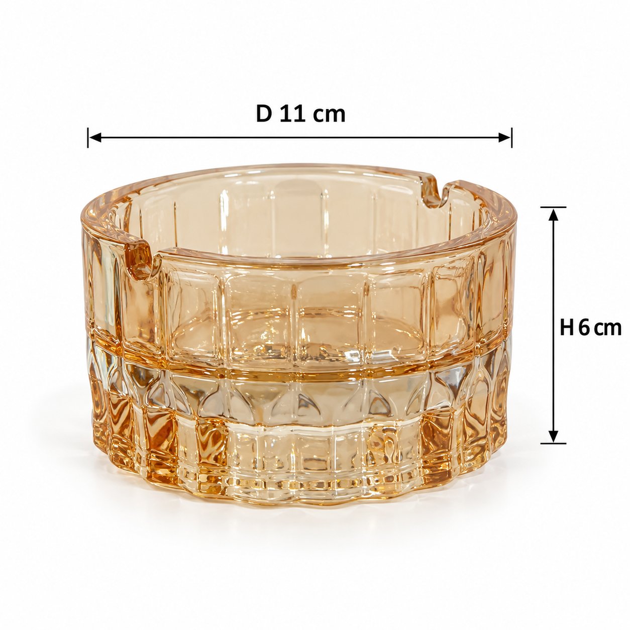 LIGHT BROWN GLASS ASHTRAY WITH 2 RESTS 11 CM