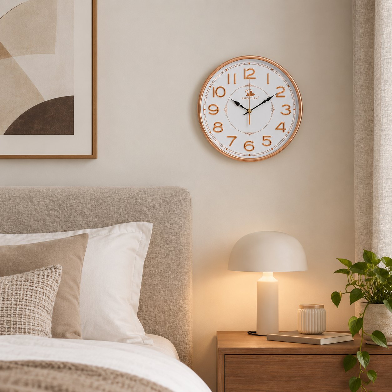 MODERN ROUND ROSE GOLD WALL CLOCK 33.5 CM