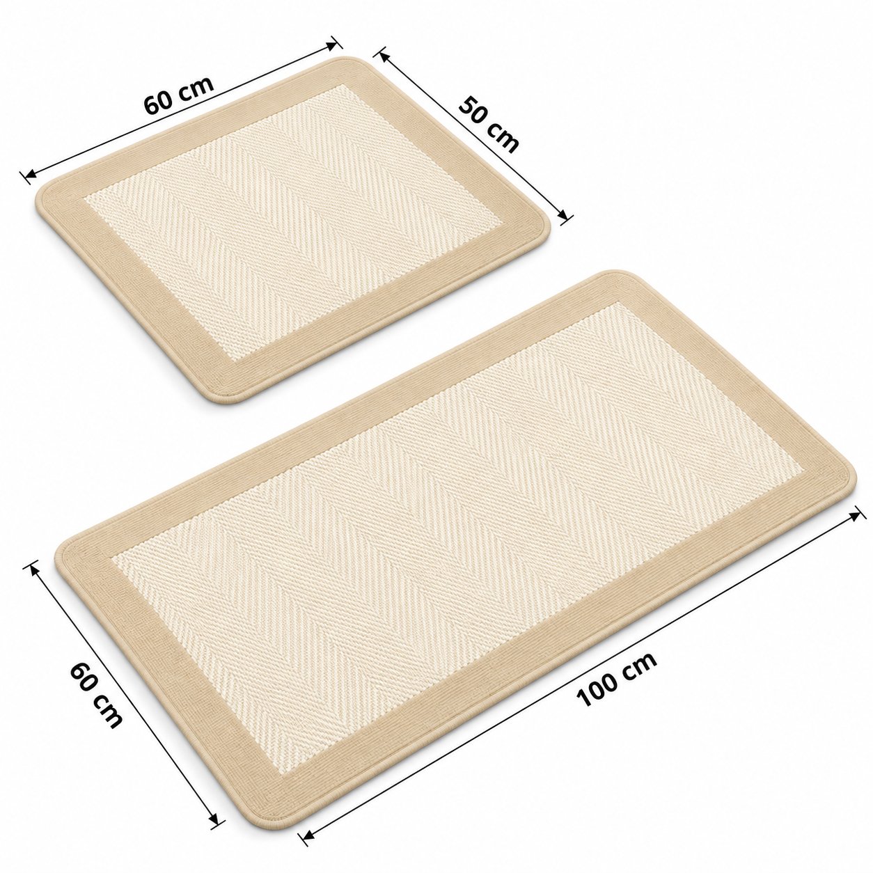 BATH MAT COTTON BLEND SET OF 2 BEIJE