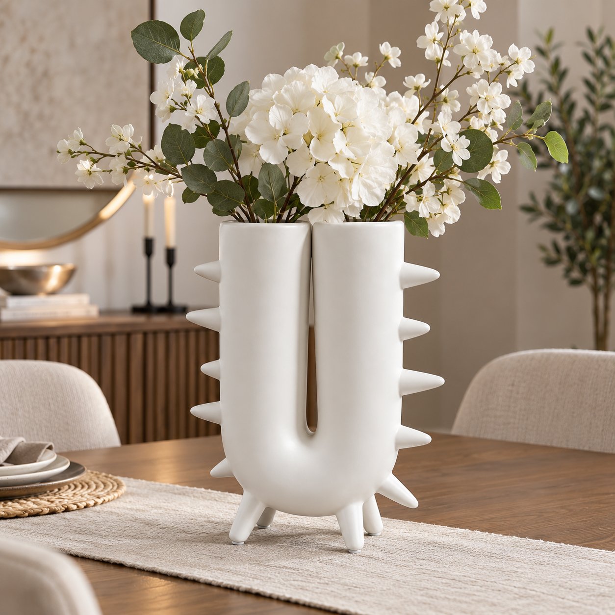 MODERN SCULPTURAL SPIKED DECOR VASE 27.5 CM