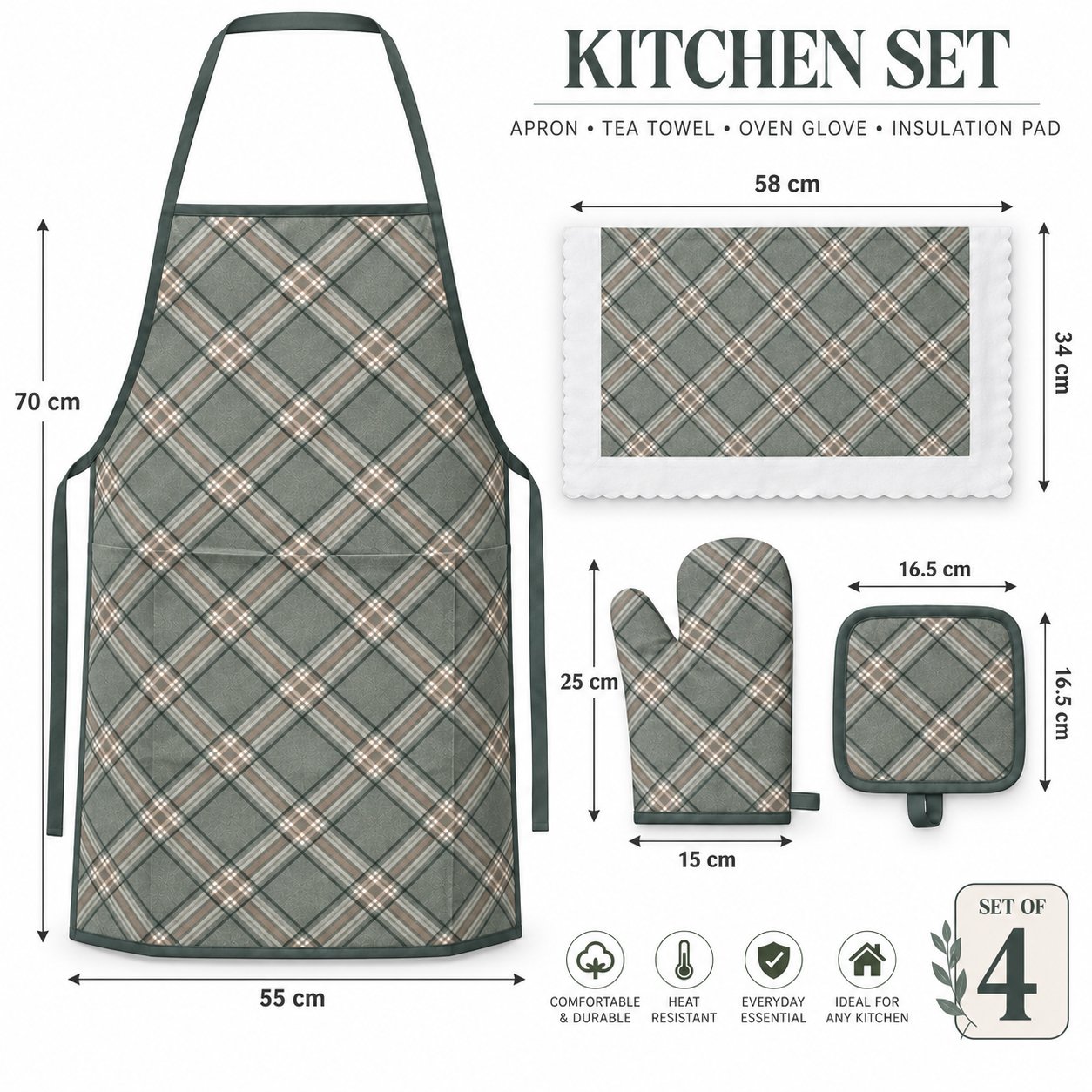 KITCHEN TEXTILE ESSENTIALS SET OF 4 PCS
