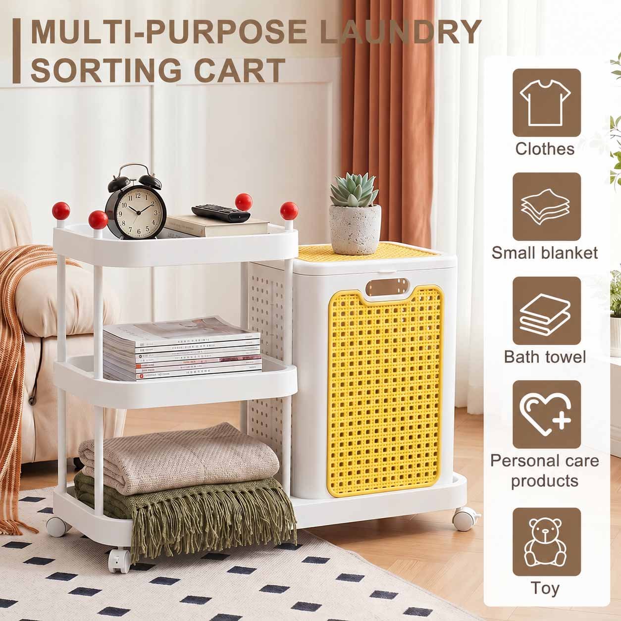 3-Tier Laundry Organizer with Removable Laundry Basket