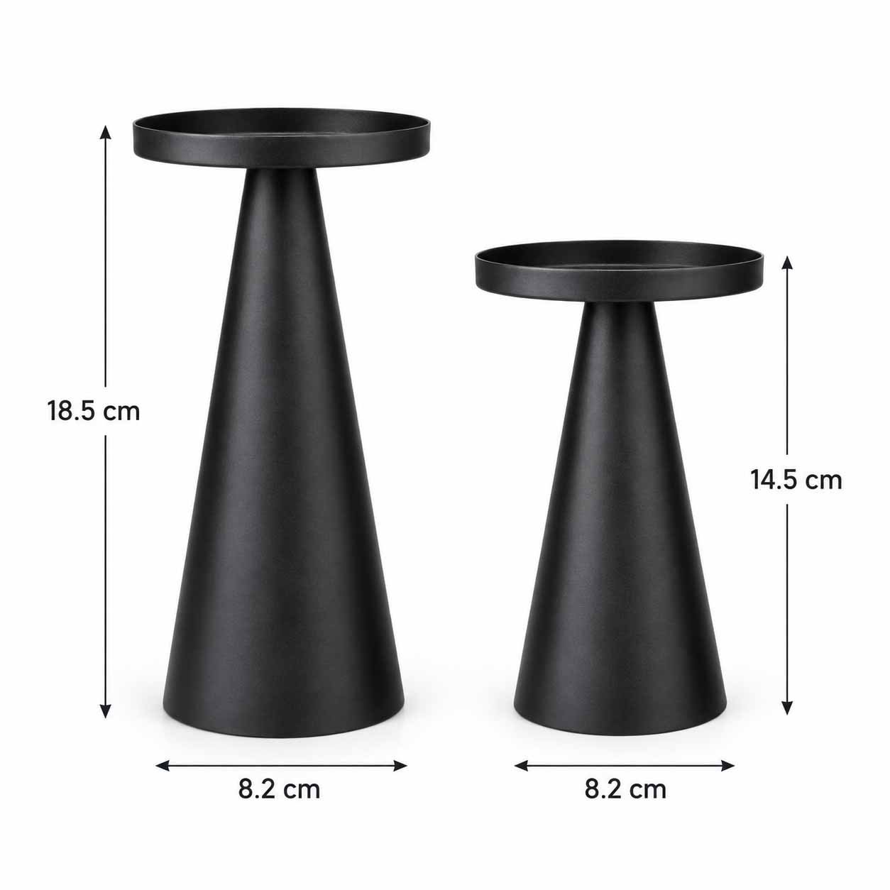 black Metal Pillar Candle Holders Set of 2